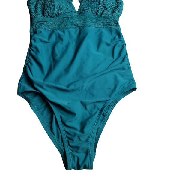 Kona Sol Swimsuit Womens Small One Piece Ribbed High Coverage Crisscross AFK70 - Picture 5 of 7